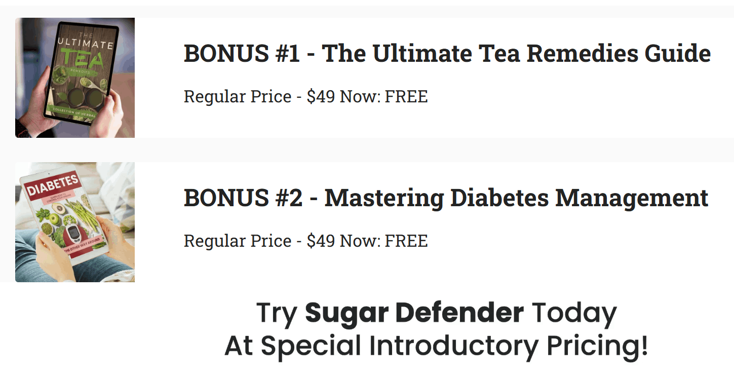 Sugar Defender Bonuses