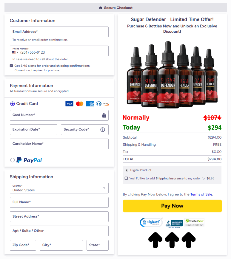 Sugar Defender Secure Order Form